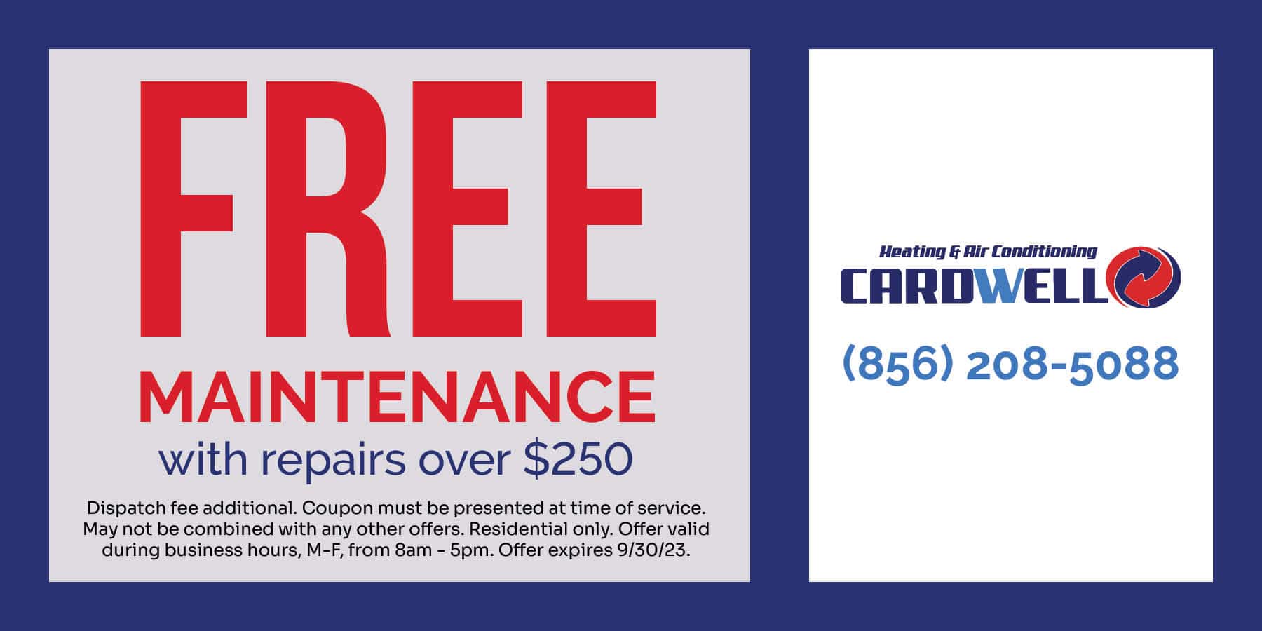 CRD free maintenance-CO (2) FREE MAINTENANCE with repairs over $250.